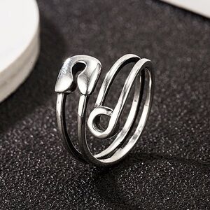🆕 Silver Safety Pin Wrap Ring